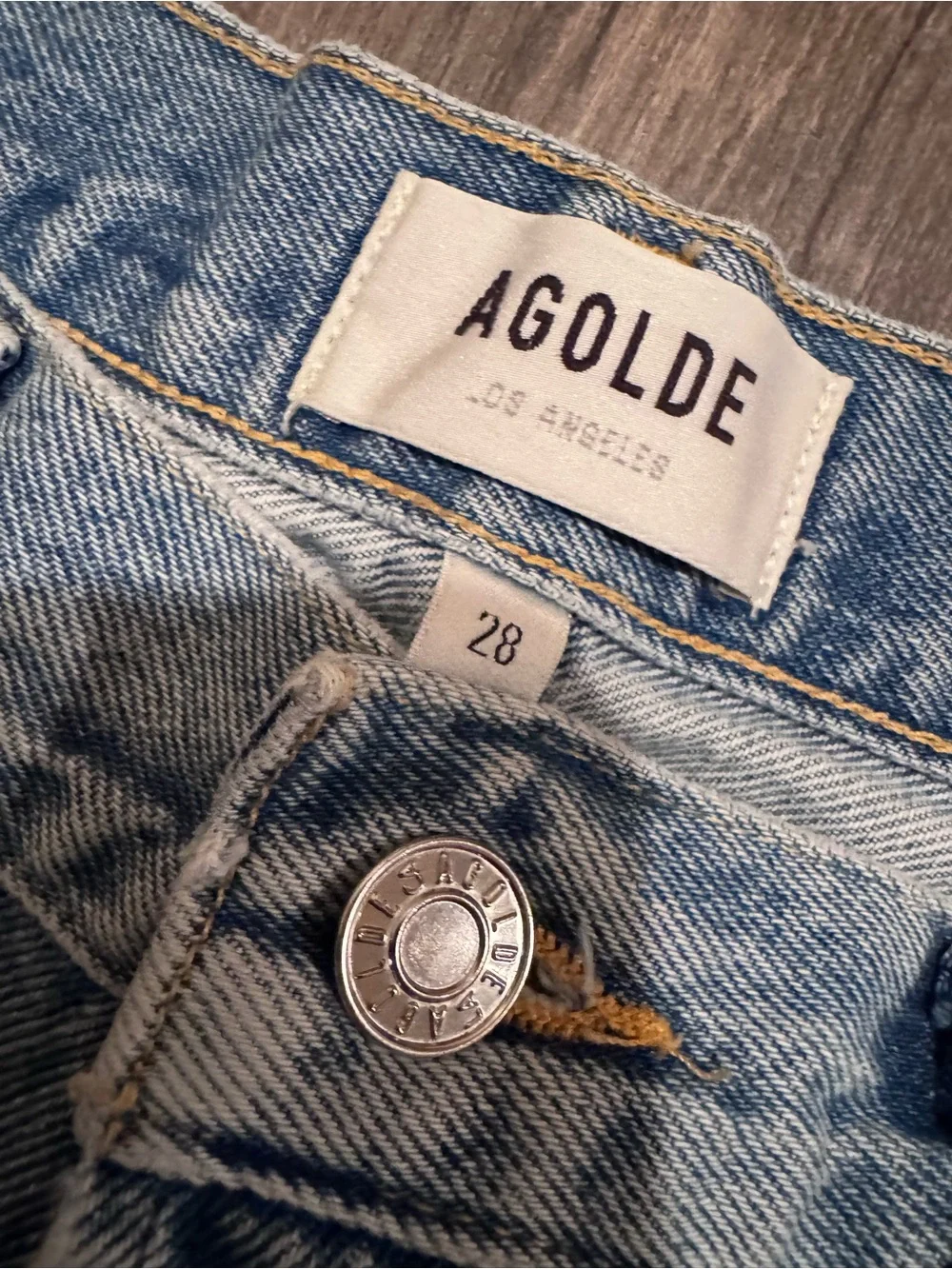 AGOLDE Parker Long Women's Denim Cutoff Shorts 28 Light Wash Distressed